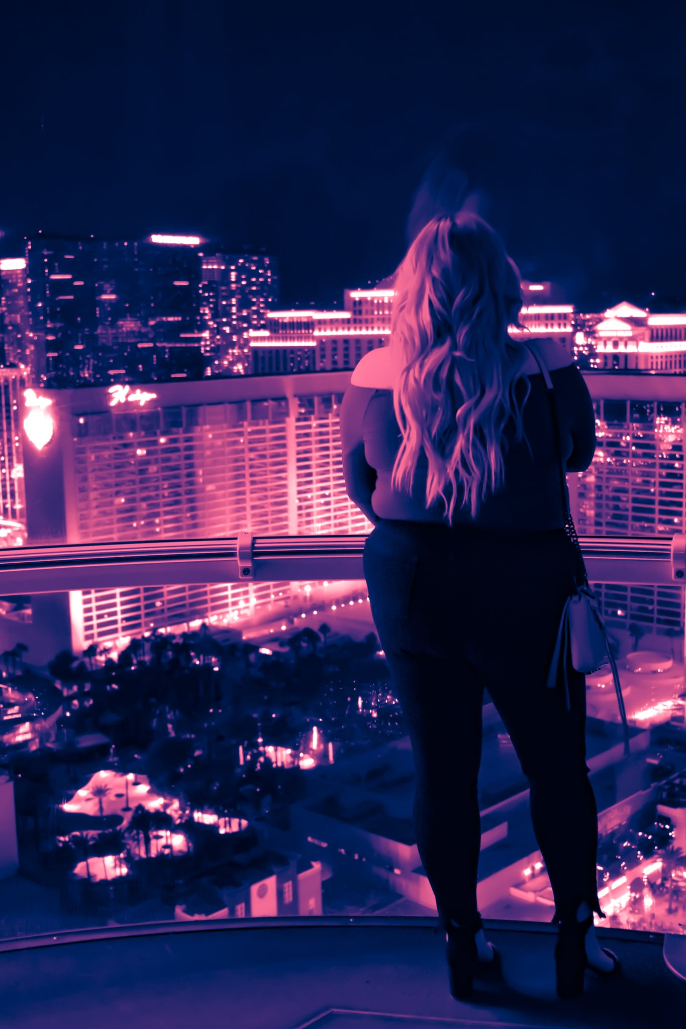 View of the las vegas strip from The high roller observation wheel at night