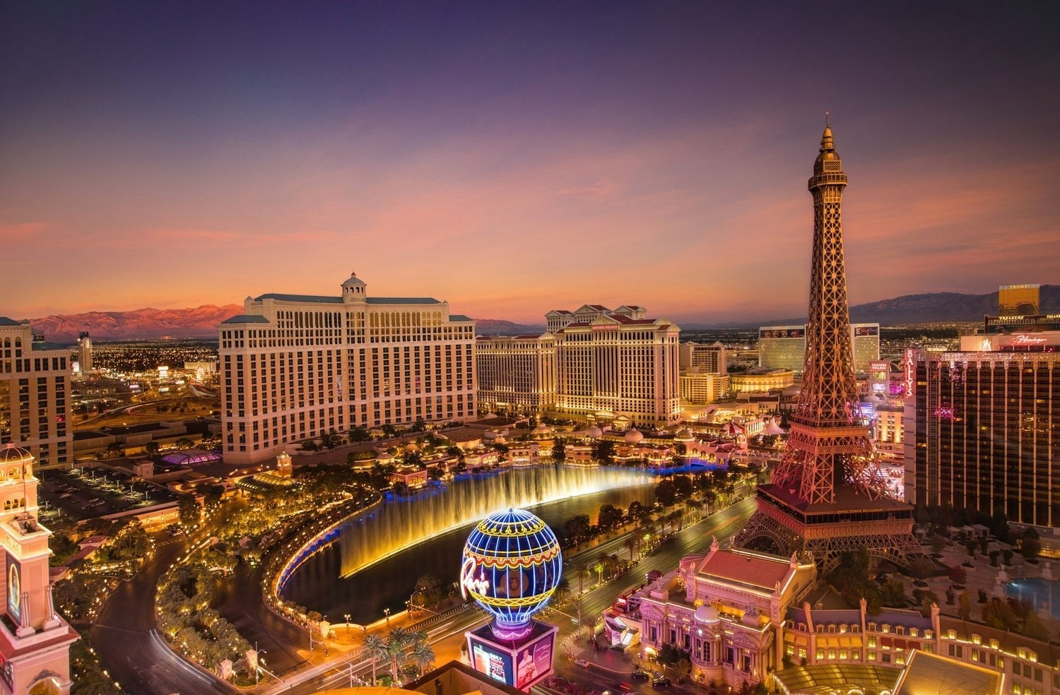 view of the las vegas strip at night