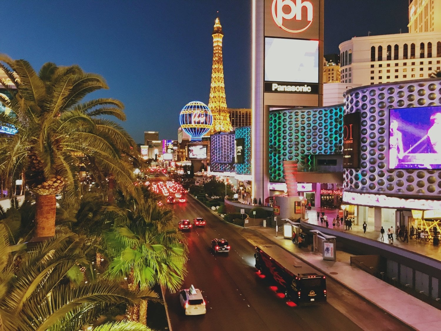 view of the las vegas strip at night