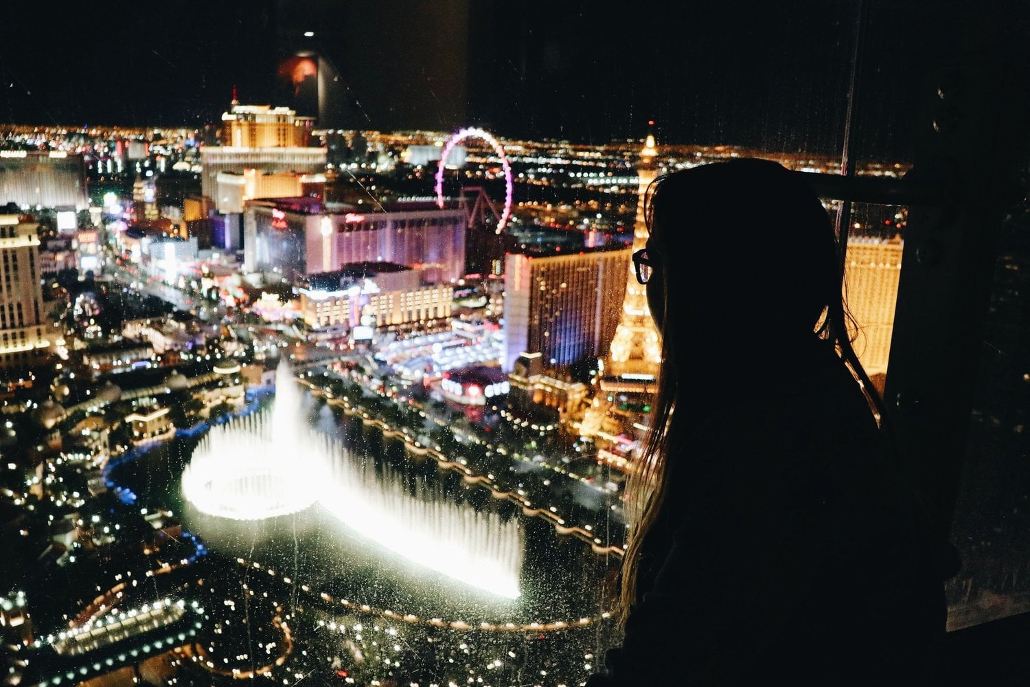 view of the las vegas strip and bellagio casino fountains