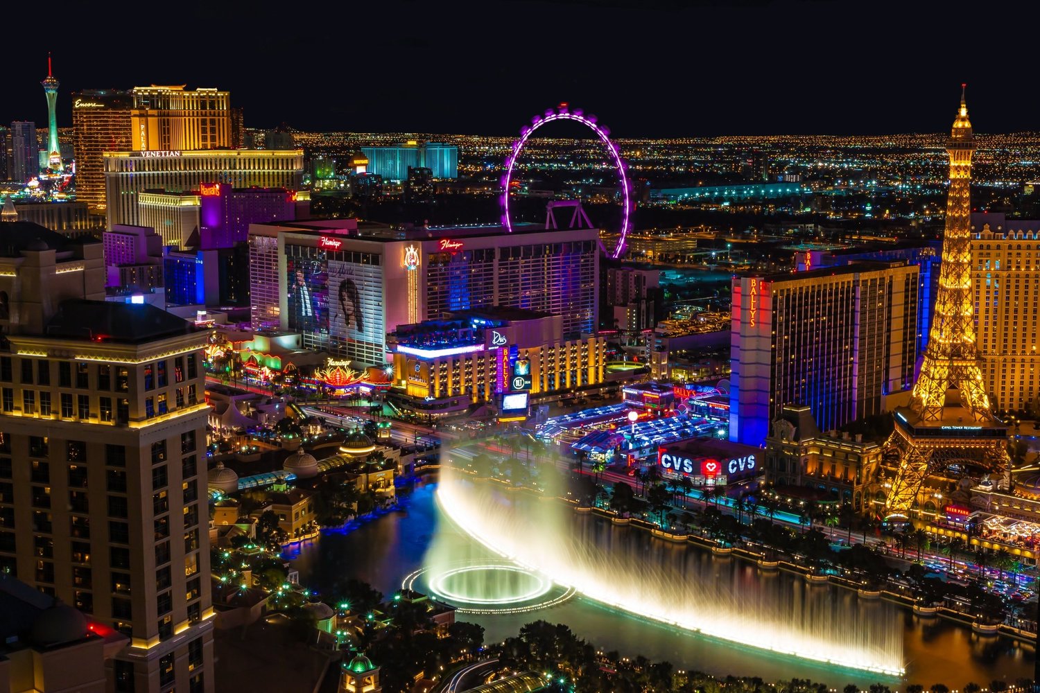 view of the las vegas stip at night