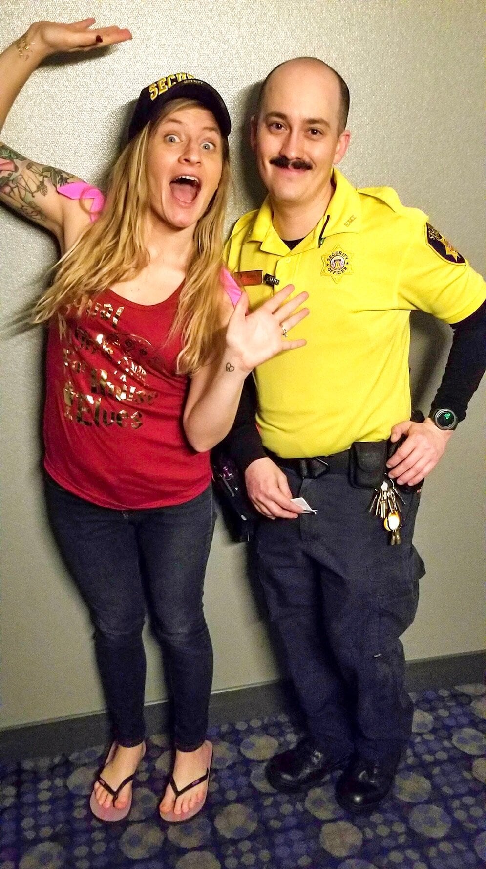 woman and security officer at a bachelorette party
