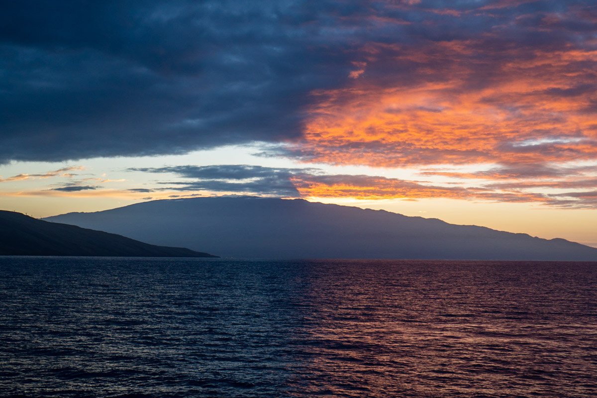 Sunrise over Maui on a whale watching cruise